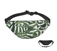 Fanny Pack Belt Bag for Women Men Waterproof Waist Pack Green and White Leaf Waist Bag with Adjustable Strap