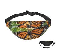Fanny Pack Belt Bag for Women Men Waterproof Waist Pack Monarch Butterflies Waist Bag with Adjustable Strap