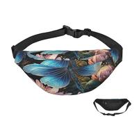 Fanny Pack Belt Bag for Women Men Waterproof Waist Pack Water Lily and Dragonfly Waist Bag with Adjustable Strap