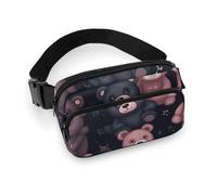 Fanny Pack Black And Peach Waist Pack for Women Men Waterproof Belt Bag with Adjustable Belt Casual Crossbody Bag Travel Waist Bag for Sports Running Cycling, white, 20x13cm, Waist Bag, white,