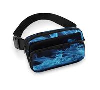 Fanny Pack Blue Flame Printed Waist Cinching Bag Hip Bag Lightweight Belt Bag for Travel Sports Hiking Running, Blue Flame, 7.9 X 5.1 in
