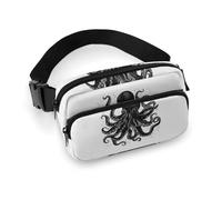 Fanny Pack Classic Black Octopus Printed Waist Cinching Bag Hip Bag Lightweight Belt Bag for Travel Sports Hiking Running, Classic Black Octopus, 7.9 X 5.1 in