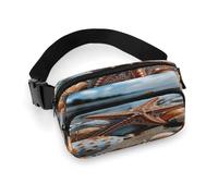 Fanny Pack Colorful Starfish on The Beach Printed Waist Cinching Bag Hip Bag Lightweight Belt Bag for Travel Sports Hiking Running, Colorful Starfish on The Beach, 7.9 X 5.1 in