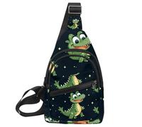 Fanny Pack Cross Body Bag for Outdoors Hiking Traveling, Cute Cartoon Crocodile (3)