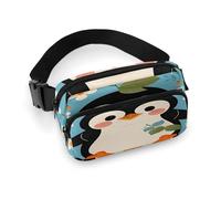 Fanny Pack Cute Penguin Print Printed Waist Cinching Bag Hip Bag Lightweight Belt Bag for Travel Sports Hiking Running, Cute Penguin Print, 7.9 X 5.1 in