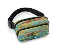 Fanny Pack Dragonfly Painting Printed Waist Cinching Bag Hip Bag Lightweight Belt Bag for Travel Sports Hiking Running, Dragonfly Painting, 7.9 X 5.1 in