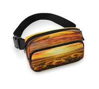 Fanny Pack Dreamlike Sunset Of A Sunflower Field Printed Waist Cinching Bag Hip Bag Lightweight Belt Bag for Travel Sports Hiking Running, Dreamlike Sunset Of A Sunflower Field, 7.9 X 5.1 in