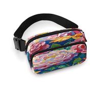 Fanny Pack Flower Diamond Paintings Printed Waist Cinching Bag Hip Bag Lightweight Belt Bag for Travel Sports Hiking Running, Flower Diamond Paintings, 7.9 X 5.1 in