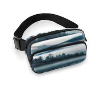 Fanny Pack Foggy Mountains Landscape Printed Waist Cinching Bag Hip Bag Lightweight Belt Bag for Travel Sports Hiking Running, Foggy Mountains Landscape, 7.9 X 5.1 in