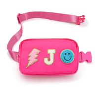 Fanny Pack for Girls Crossbody Bag, Preppy Nylon Kids Belt Bag for Birthday Christmas Graduation Personalized Gifts, Pink Chenille Letter for Women Teen Girls Fanny Pack, Pink, 8.7'' L X 5.2'' W X