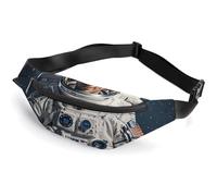 Fanny Pack for Men Women Astronauts Waist Pack Small Belt Bag with Adjustable Strap Waterproof Sling Bag Fashion Crossbody Bag Bum Bag for Travel Hiking Running, white, 14.2x5.9 Inches