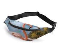 Fanny Pack for Men Women Beach Flamingo Waist Pack Small Belt Bag with Adjustable Strap Waterproof Sling Bag Fashion Crossbody Bag Bum Bag for Travel Hiking Running, white, 14.2x5.9 Inches