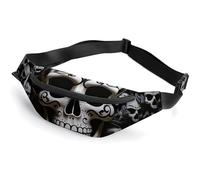 Fanny Pack for Men Women Black And White Skullsprinted Crossbody Belt Bags Sports Waist Bag ForTravel Running Hiking Walking Workout, Black And White Skulls, 36*15cm