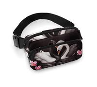 Fanny Pack for Men Women Black White Swan Love Heart Belt Bag Lightweight Waist Bag Pack Full Printed Pack With Adjustable Strap For Running Hiking Travel, style, 20x13cm