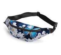 Fanny Pack for Men Women Blue Butterflies White Flowersprinted Crossbody Belt Bags Sports Waist Bag ForTravel Running Hiking Walking Workout, Blue Butterflies White Flowers, 36*15cm