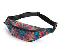 Fanny Pack for Men Women Bohemian Psychedelic Peacock Mandala Waist Pack Small Belt Bag with Adjustable Strap Waterproof Sling Bag Fashion Crossbody Bag Bum Bag for Travel Hiking Running, white,