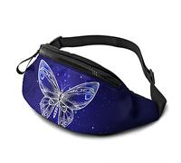 Fanny Pack for Men Women, Butterfly and Sacred Geometric Waist Pack Bag with Belt Adjustable Sling Pocket Crossbody Shoulder Bag Chest Bag for Traveling Hiking Cycling Running