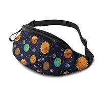 Fanny Pack for Men Women, Childish Cute Solar System Waist Pack Bag with Belt Adjustable Sling Pocket Crossbody Shoulder Bag Chest Bag for Traveling Hiking Cycling Running