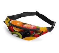 Fanny Pack for Men Women Colorful Fruit Waist Pack Small Belt Bag with Adjustable Strap Waterproof Sling Bag Fashion Crossbody Bag Bum Bag for Travel Hiking Running, white, 14.2x5.9 Inches