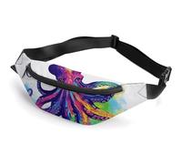 Fanny Pack for Men Women Colorful Octopus Waist Pack Small Belt Bag with Adjustable Strap Waterproof Sling Bag Fashion Crossbody Bag Bum Bag for Travel Hiking Running, white, 14.2x5.9 Inches