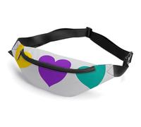 Fanny Pack for Men Women Colorful Rainbow Hearts Waist Pack Small Belt Bag with Adjustable Strap Waterproof Sling Bag Fashion Crossbody Bag Bum Bag for Travel Hiking Running, white, 14.2x5.9 Inches