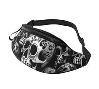 Fanny Pack for Men Women Crossbody Waist Bag Black and white skulls Belt Bag with Adjustable Strap Hip Bum Bag, Black, One Size
