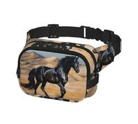 Fanny Pack for Men Women Crossbody Waist Bag Black Arabian Horse Belt Bag with Adjustable Strap Hip Bum Bag