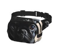 Fanny Pack for Men Women Crossbody Waist Bag Black Pug Dog Puppy Belt Bag with Adjustable Strap Hip Bum Bag