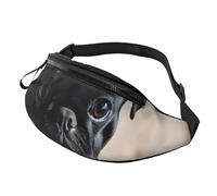 Fanny Pack for Men Women Crossbody Waist Bag Black Pug Dog Puppy Belt Bag with Adjustable Strap Hip Bum Bag, Black, One Size