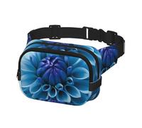 Fanny Pack for Men Women Crossbody Waist Bag Blue Dahlia Flower Belt Bag with Adjustable Strap Hip Bum Bag, Black, One Size