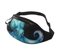 Fanny Pack for Men Women Crossbody Waist Bag Blue Watercolor Octopus Belt Bag with Adjustable Strap Hip Bum Bag, Black, One Size