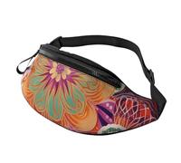 Fanny Pack for Men Women Crossbody Waist Bag Bohemian Colored Flower Belt Bag with Adjustable Strap Hip Bum Bag, Black, One Size