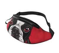 Fanny Pack for Men Women Crossbody Waist Bag Boston Terrier Dog Red Belt Bag with Adjustable Strap Hip Bum Bag, Black, One Size