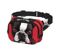 Fanny Pack for Men Women Crossbody Waist Bag Boston Terrier Dog Red Belt Bag with Adjustable Strap Hip Bum Bag, Black, One Size