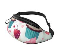 Fanny Pack for Men Women Crossbody Waist Bag Cupcake Candy Hearts Sweet Belt Bag with Adjustable Strap Hip Bum Bag, Black, One Size