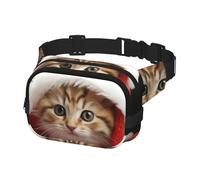 Fanny Pack for Men Women Crossbody Waist Bag Cute Christmas cat Belt Bag with Adjustable Strap Hip Bum Bag, Black, One Size