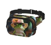 Fanny Pack for Men Women Crossbody Waist Bag Cute Frog in Hat Belt Bag with Adjustable Strap Hip Bum Bag, Black, One Size