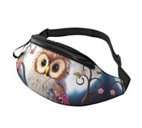 Fanny Pack for Men Women Crossbody Waist Bag Cute Owl Tree Flowers and Squirrel Belt Bag with Adjustable Strap Hip Bum Bag, Black, One Size