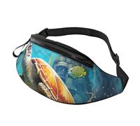 Fanny Pack for Men Women Crossbody Waist Bag Dolphins Sea Turtle Coral Reef Belt Bag with Adjustable Strap Hip Bum Bag, Black, One Size