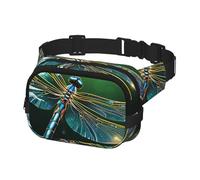 Fanny Pack for Men Women Crossbody Waist Bag Dragonfly Green Belt Bag with Adjustable Strap Hip Bum Bag, Black, One Size
