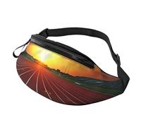 Fanny Pack for Men Women Crossbody Waist Bag Dusk Running Track Belt Bag with Adjustable Strap Hip Bum Bag, Black, One Size