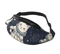 Fanny Pack for Men Women Crossbody Waist Bag Fun Cat Astronaut Belt Bag with Adjustable Strap Hip Bum Bag, Black, One Size