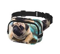 Fanny Pack for Men Women Crossbody Waist Bag Funny Turtle Pug Dog in The Sky Belt Bag with Adjustable Strap Hip Bum Bag