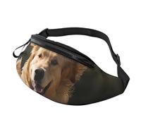 Fanny Pack for Men Women Crossbody Waist Bag Golden Retriever Running Belt Bag with Adjustable Strap Hip Bum Bag, Black, One Size