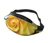 Fanny Pack for Men Women Crossbody Waist Bag Graceful Yellow Rose Flower Belt Bag with Adjustable Strap Hip Bum Bag, Black, One Size