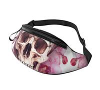 Fanny Pack for Men Women Crossbody Waist Bag Human Skull Flowers Belt Bag with Adjustable Strap Hip Bum Bag, Black, One Size