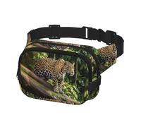 Fanny Pack for Men Women Crossbody Waist Bag Jaguar Cat on Tree Trunk Waterfall Belt Bag with Adjustable Strap Hip Bum Bag