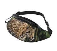 Fanny Pack for Men Women Crossbody Waist Bag Jaguar Cat on Tree Trunk Waterfall Belt Bag with Adjustable Strap Hip Bum Bag, Black, One Size