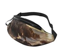 Fanny Pack for Men Women Crossbody Waist Bag Lighthouse Rocks Seaside Belt Bag with Adjustable Strap Hip Bum Bag, Black, One Size