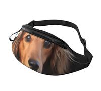 Fanny Pack for Men Women Crossbody Waist Bag Long haired Dachshund Belt Bag with Adjustable Strap Hip Bum Bag, Black, One Size